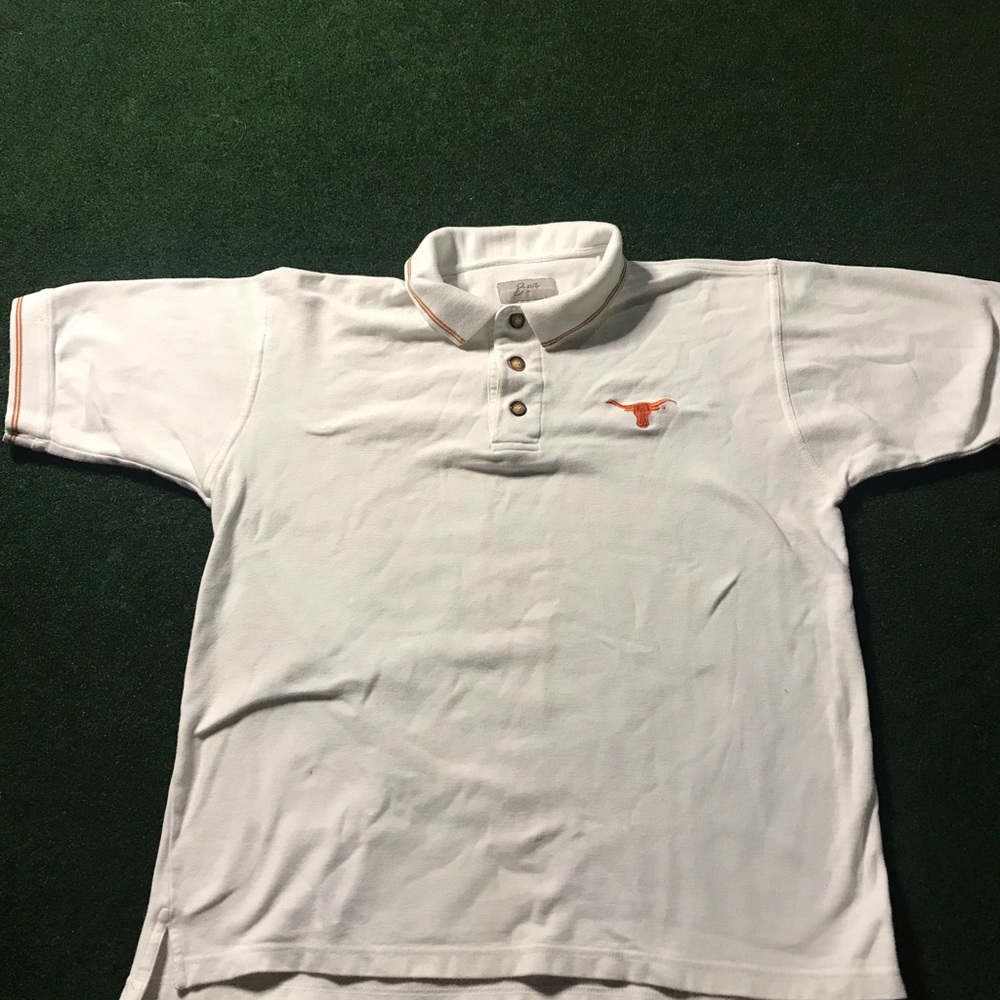 Texas Longhorn Collared Shirt Size L Color White